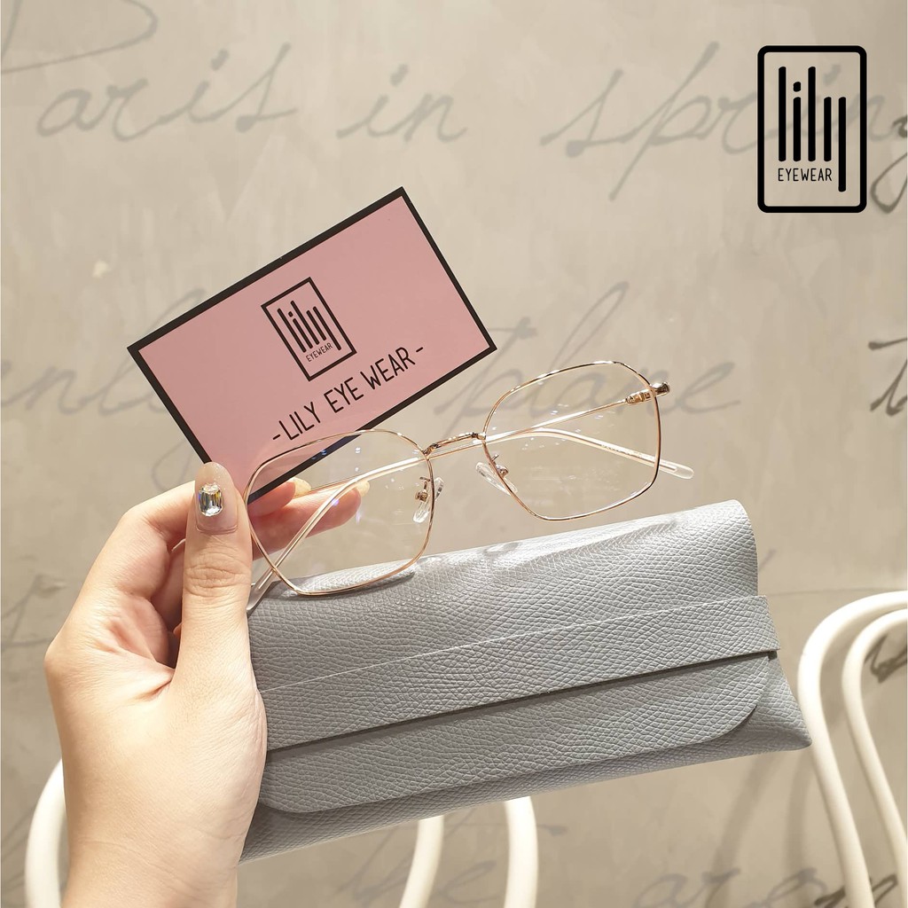  Gọng kính cận nam nữ Lilyeyewear chất liệu kim loại mắt đa giác thanh mảnh 2808