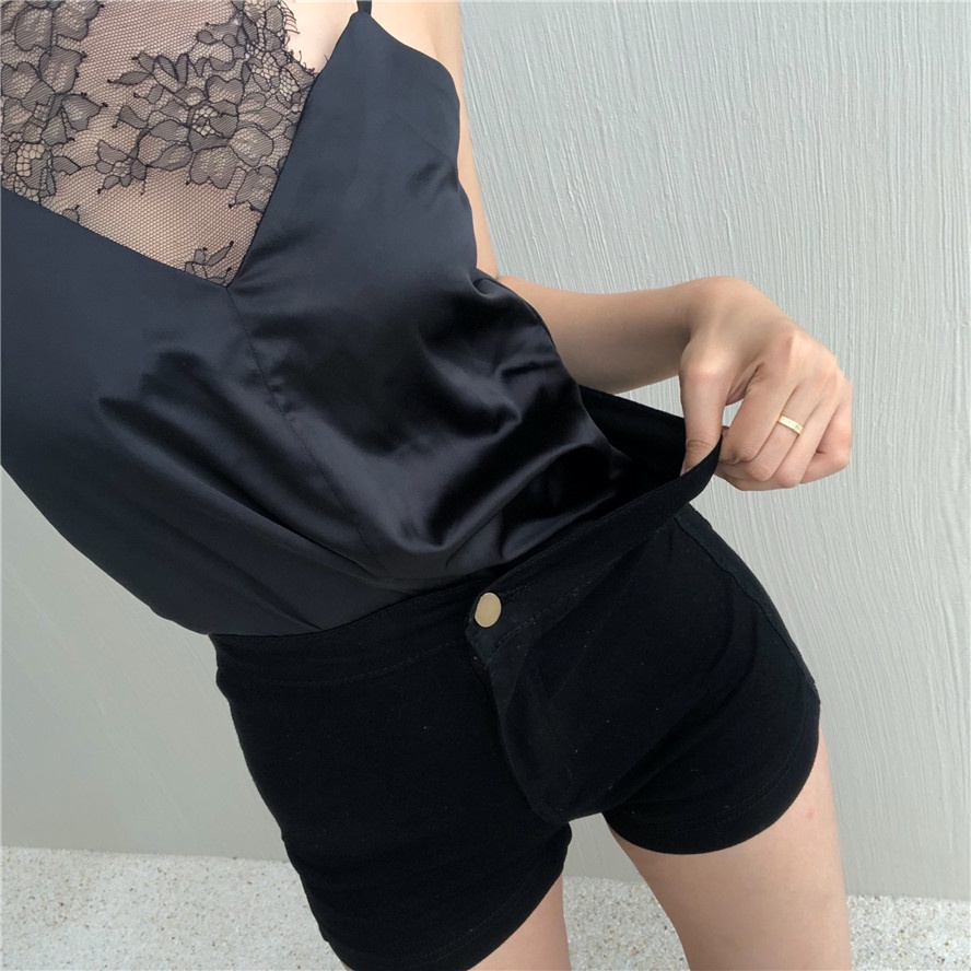 [Hàng mới - Order] Quần short jeans cạp cao form ôm dancer siêu co giãn Quảng Châu
