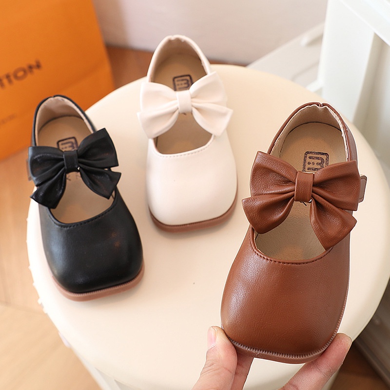 Giày Búp Bê Da Đế Mềm Đính Nơ Xinh Xắn Cho Bé Gái