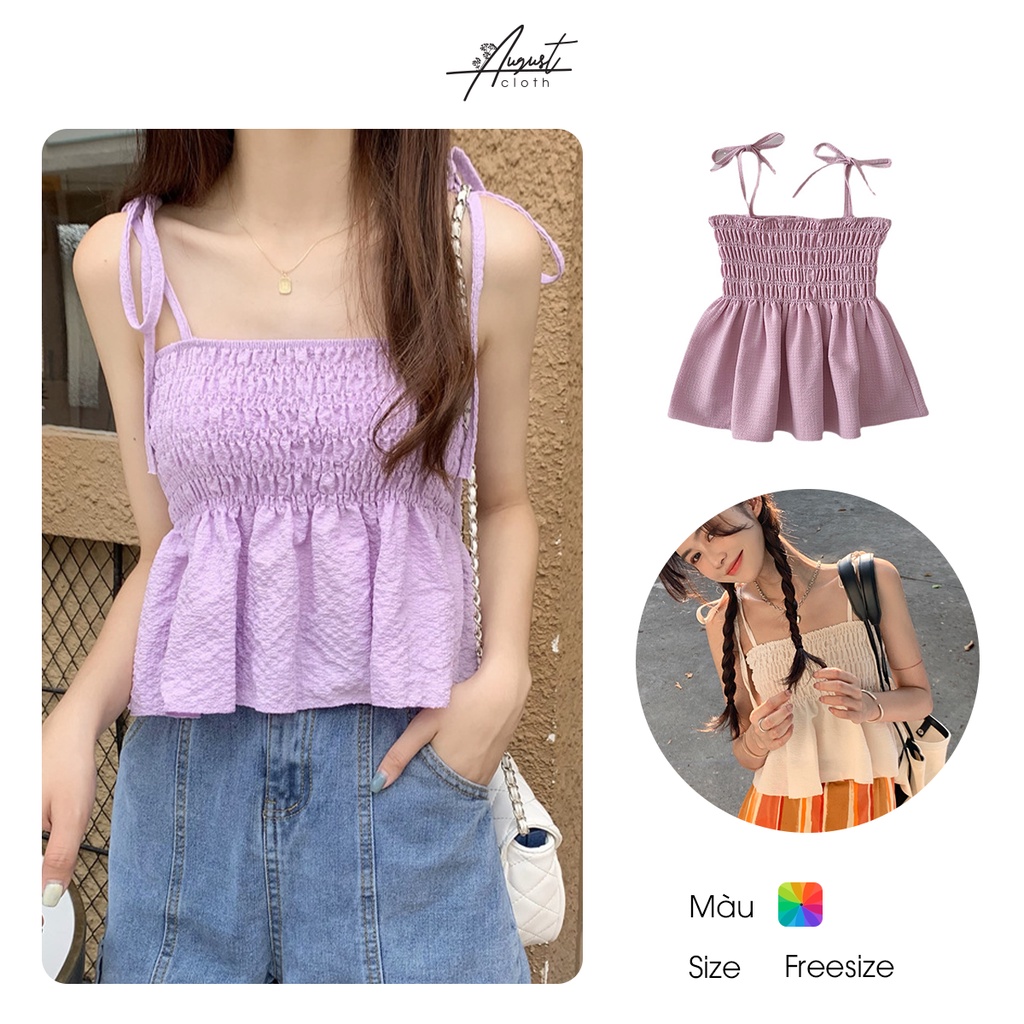 [Augustcloth] Áo hai dây thắt cột buộc vai phong cách Hàn Quốc