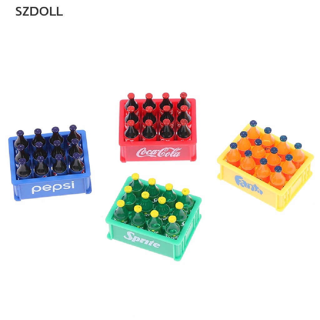 Bộ mô hình chai nước ngọt mini trang trí nhà búp bê tỉ lệ 1:12 DOM