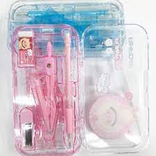 Bộ compa + Eke 7701 (2 màu Xanh + Hồng)