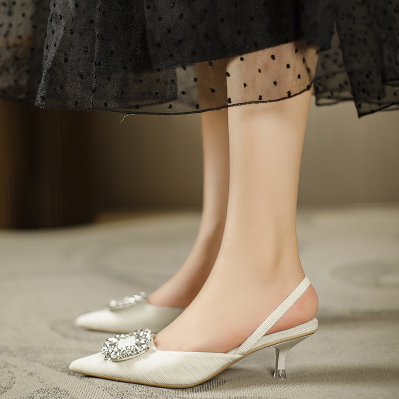 Giày Cao Gót Mũi Nhọn Đính Đá Phong Cách Pháp Thời Trang Mùa Hè Hàng Mới 2022 Dành Cho Bạn Nữ