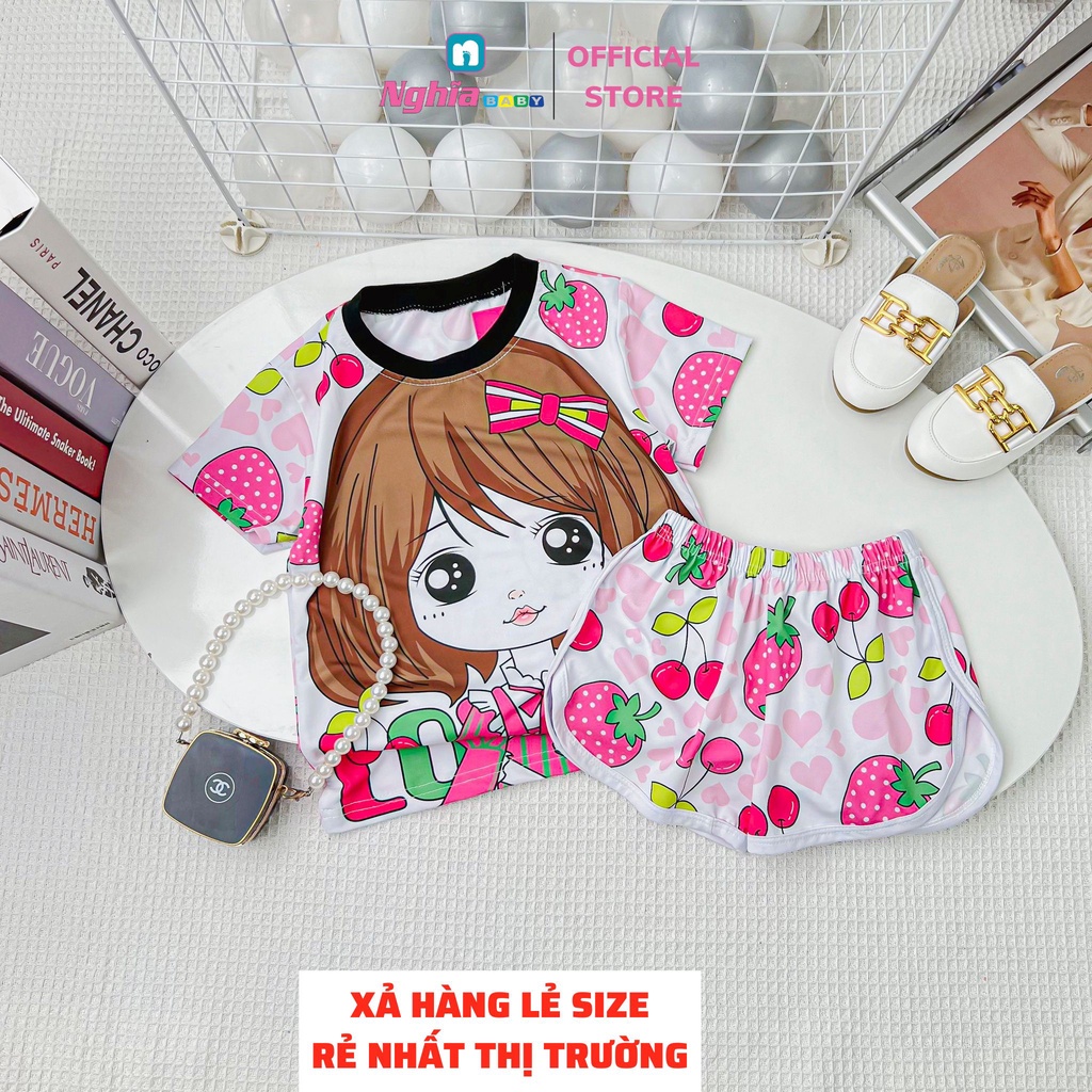 Đồ bộ bé gái quần đùi áo ngắn tay NGHĨA BABY dành cho bé từ 10kg-40kg