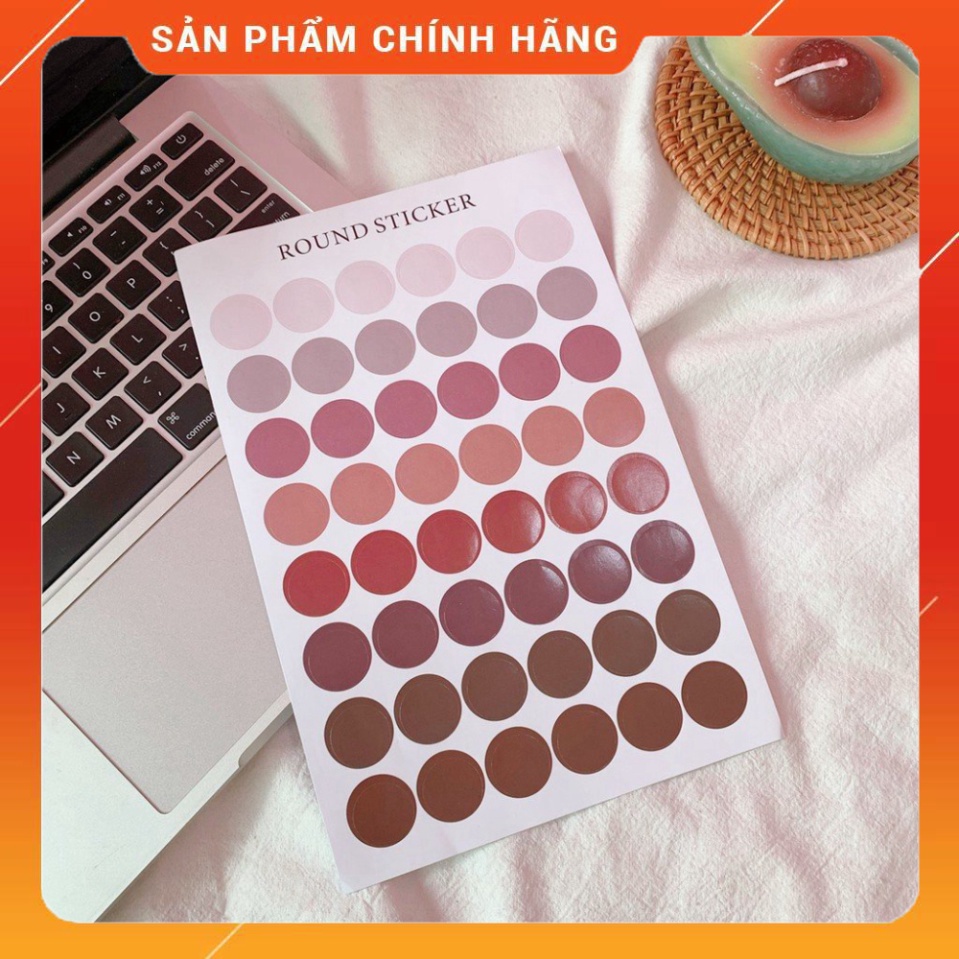 Miếng dán sticker tròn trang trí nhiều màu sắc kích thước 16*25cm 48 miếng