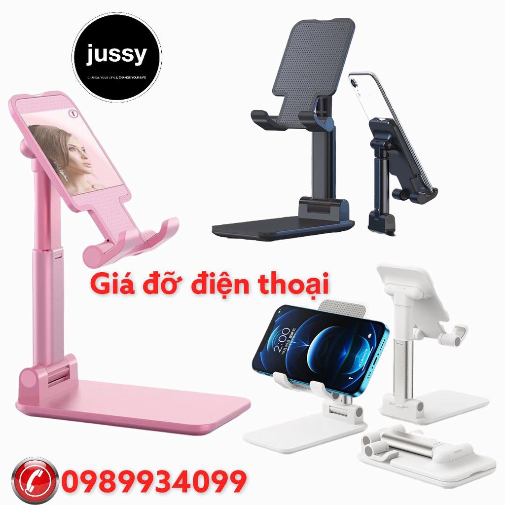 Giá Đỡ Điện Thoại Jussy Loại Cong, Góc Xoay Linh Hoạt, Khung Gấp Gọn Chắc Chắn Khi Để Điện Thoại iPhone Ipad Samsung