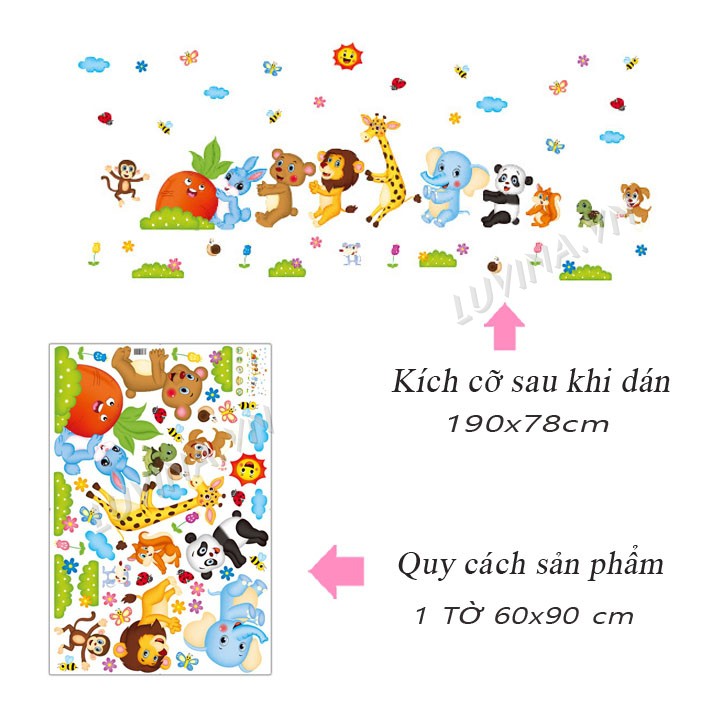 [GIÁ SIÊU TỐT]- [MUA DECAL TẶNG DECAL]-Decal trang trí lớp học, phòng ngủ cho bé-Thỏ nhổ củ cải xl-[GIAO HÀNG NGAY]