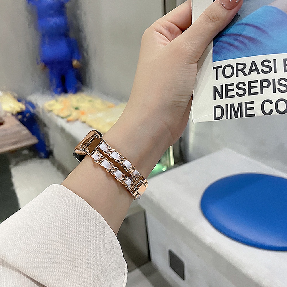 Dây Đeo Thay Thế Chất Liệu Da Và Thép Không Gỉ Sang Trọng Cho Huawei Band 8 7 6 / Honor Band 6