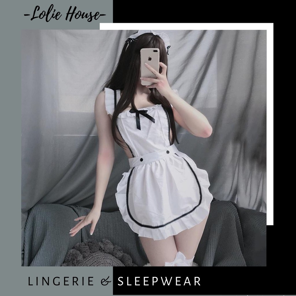 Cosplay Hầu gái đầu bếp - Set váy ngủ sexy cosplay hầu gái màu trắng LOLIE HOUSE - CP4 | BigBuy360 - bigbuy360.vn