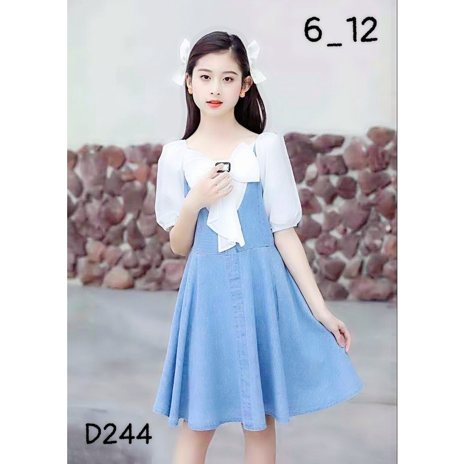 Đầm jean bé gái, Đầm bé gái đi chơi, đi tiệc sang chảnh 013323