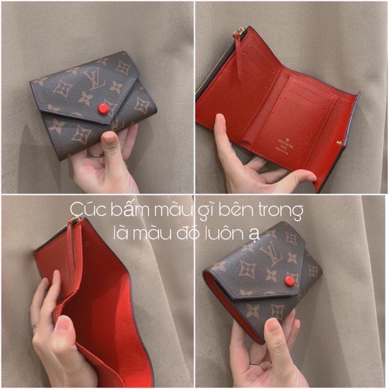 (Full box, ảnh thật) Ví Ngắn Cúc Bấm Hoạ Tiết L•V
