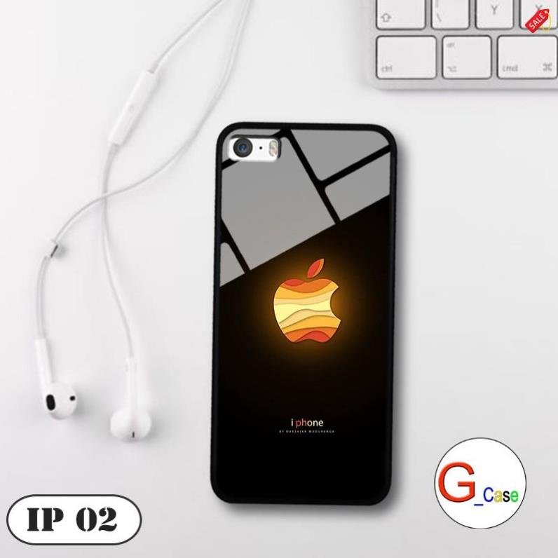 Ốp lưng iPhone 5/ 5S/ 5SE- lưng kính in logo hãng điện thoại