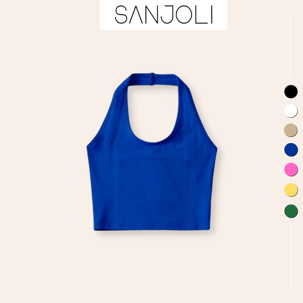 Áo croptop nữ hở lưng Sanjoli ba lỗ thiết kế cổ yếm ôm body sexy cá tính đi chơi AO047