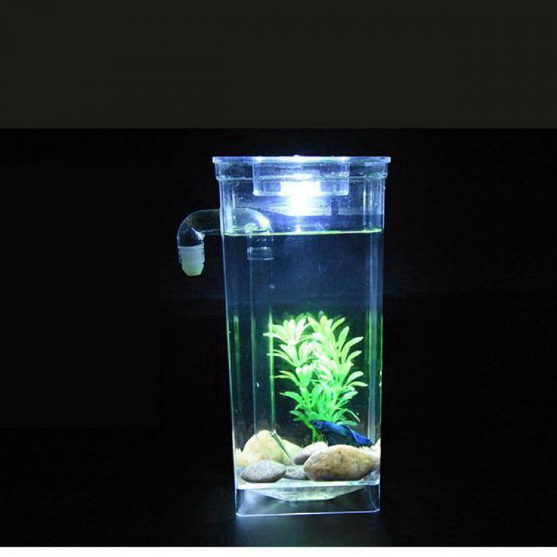 Sáng tạo mới Trong suốt Tự làm sạch Bể cá mini với bể cá LED Bể cá dễ thương cho quà tặng trẻ em