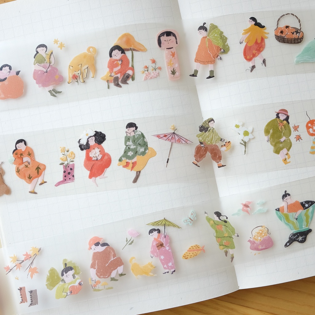 Stickers dạng PET Tape Autumn Fairies 🍂 chiết chu kì 100 cm | teayou shop 🌱