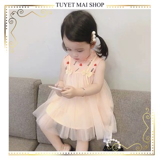 [Xả kho thanh lý] Đầm công chúa cho bé gái tim nơ [0-4 tuổi]
