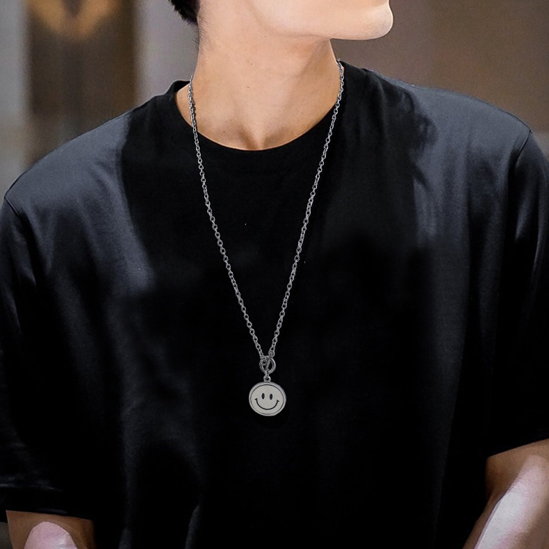 Vòng cổ Mặt Cười Tròn Xoay Smile dây chuyền titan không gỉ phong cách Hàn Quốc thời trang cá tính
