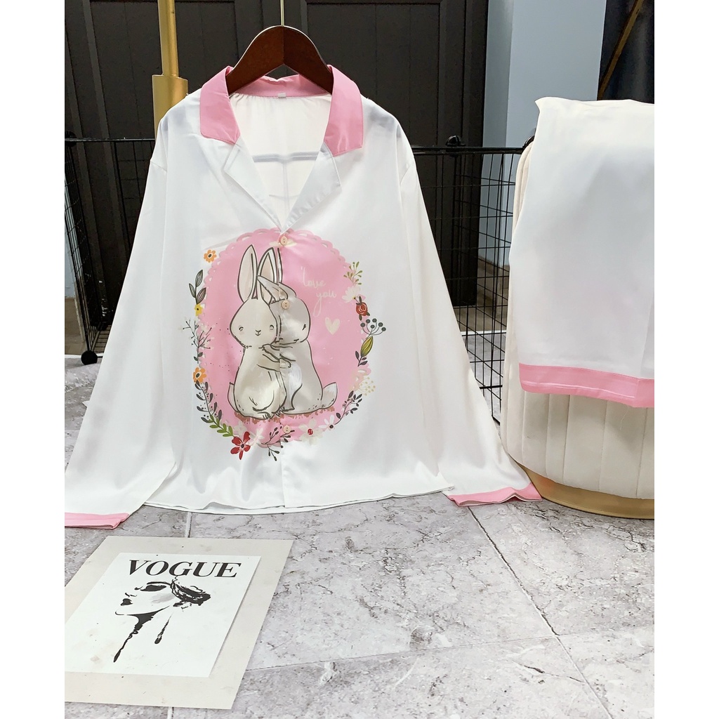 Bộ Lụa Pijama Áo Dài- Quần Dài Lụa Latin Cao Cấp