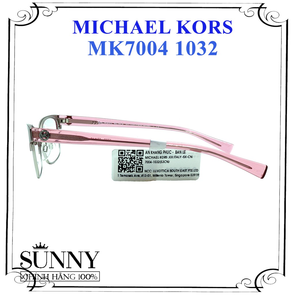 MK7004 - gọng kính thời trang Michael Kors chính hãng, thiết kế dễ đeo bảo vệ mắt