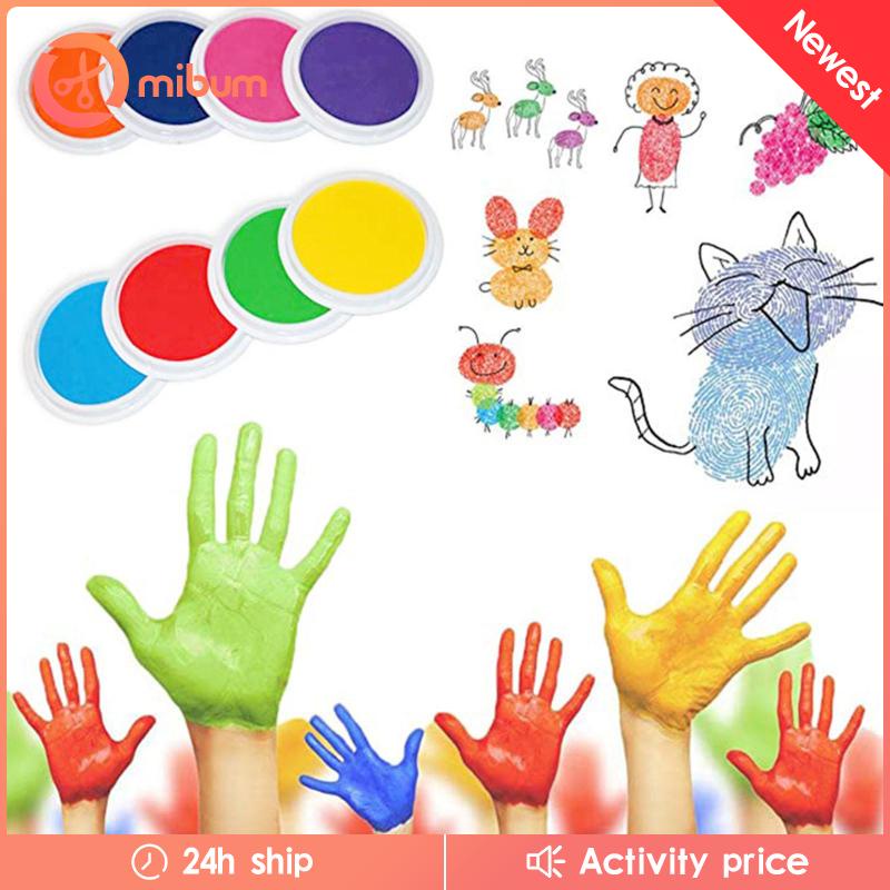 Bộ 8 hũ đựng mực in đóng dấu trang trí trên giấy trổ trợ sơn vẽ thủ công màu sống động cho trẻ mới biết đi 18cm
