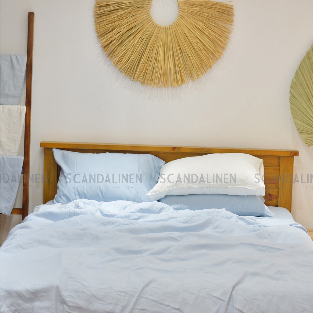Bộ Chăn Ga Gối Linen Bamboo – Xanh Nhạt 05