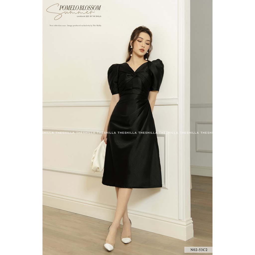 Váy thiết kế cao cấp màu đen xoắn ngực form dài sang trọng [ Có video + Ảnh thật ] The Shilla -N02-53C2