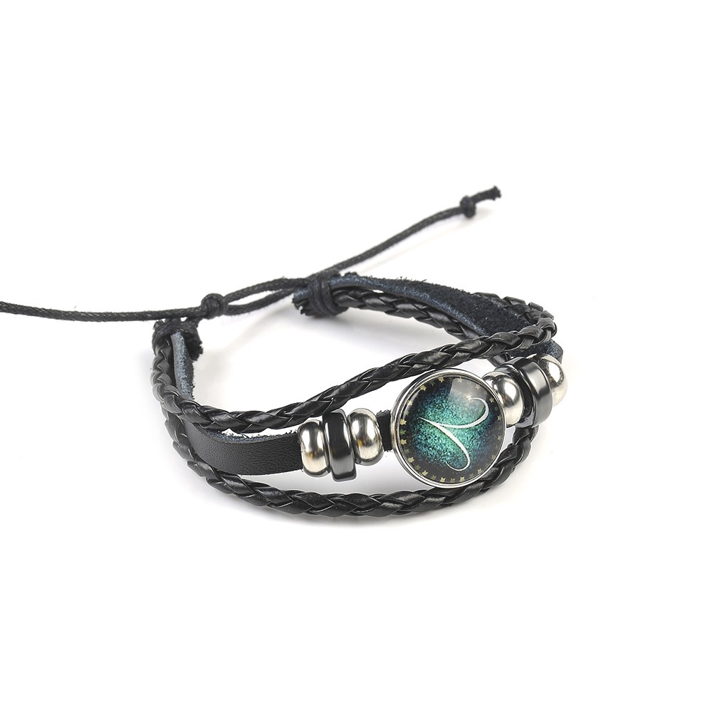 Twelve Constellation Vintage Beaded Weaving DIY Constellation Bracelet Leather Jewelry