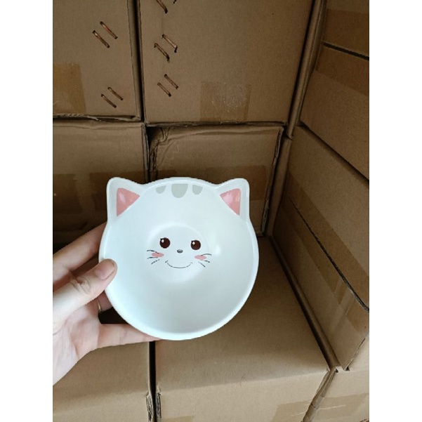Bát sứ ăn dặm cao cấp cho bé(mèo trắng)