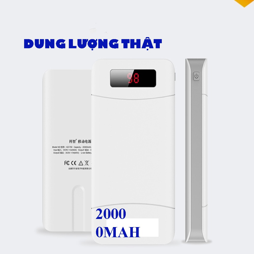 Sạc Dự Phòng Kezhi 20000M Dung Lượng Lớn 20000MAH Hiển Thị Kỹ Thuật Số Tích Hợp Đèn Led Siêu Sáng