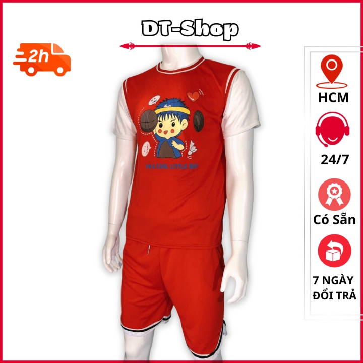 set đồ nam Little Boy chất thun lưới mè đủ size từ 35 - 70kg phong cách trẻ trung