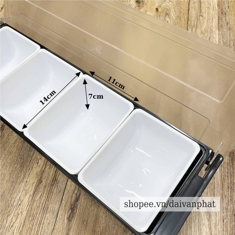 Khay Đựng Topping Nhựa 4 Ngăn Chứa - Đại Vạn Phát