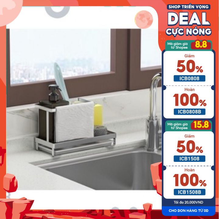 kệ để đồ rửa chén Kệ để đồ rửa bát có khay thoát nước inox 304 cao cấp
