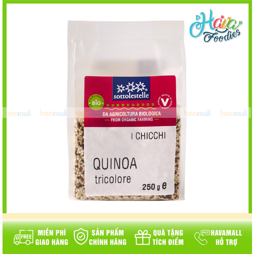 [HÀNG CHÍNH HÃNG] Hạt Diêm Mạch (Quinoa) Hỗn Hợp 3 Màu Hữu Cơ Sottolestelle - Organic Tricolor Quinoa