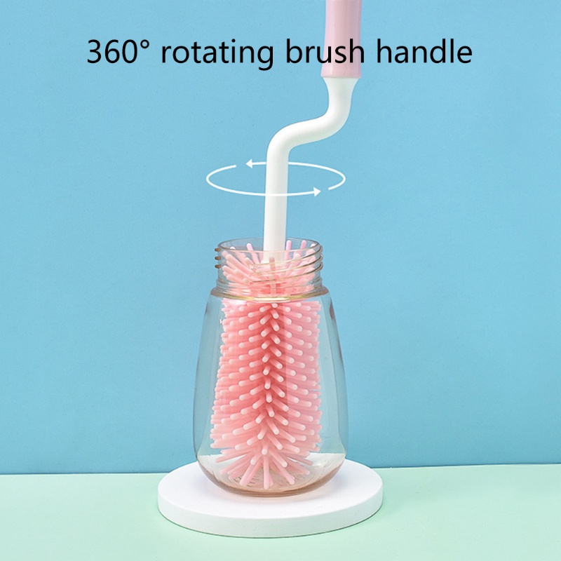 Set 3 Cọ Vệ Sinh Bình Sữa Em Bé Bằng Silicon Mềm Có Thể Xoay 360 Độ Tiện Dụng