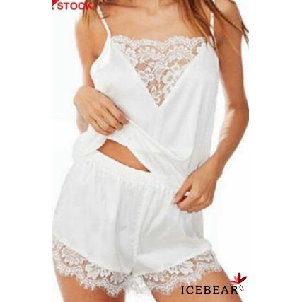 Bộ đồ ngủ lụa satin phối ren mát mẻ gợi cảm cho nữ