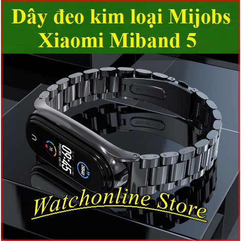 Dây đeo kim loại mắt to Mijobs Xiaomi Miband 5 (bản Plus)