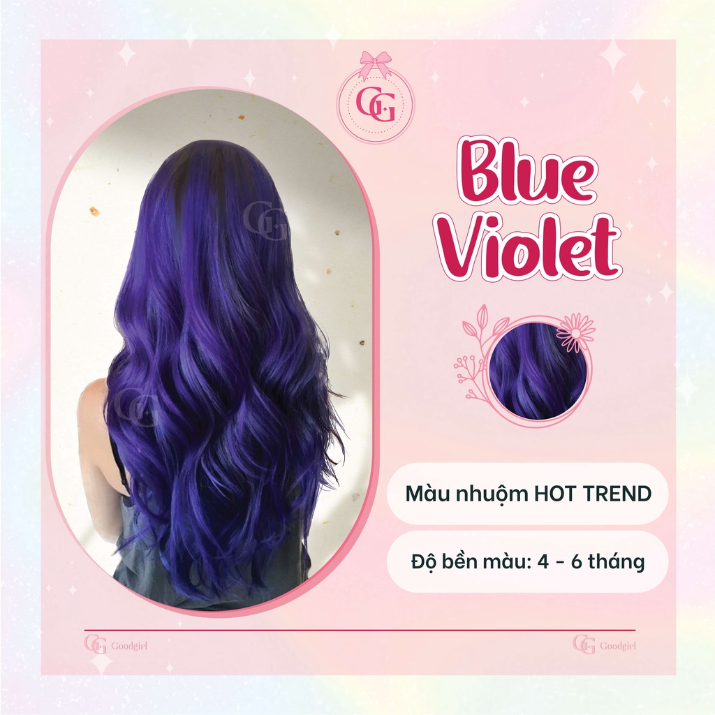 Thuốc nhuộm tóc màu Blue Violet hot trend tặng kèm gang tay và oxy trợ nhuộm