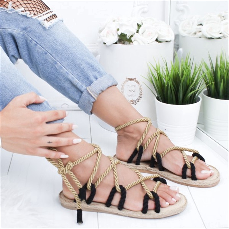 Giày hở ngón phối dây chéo thời trang dành cho nữ