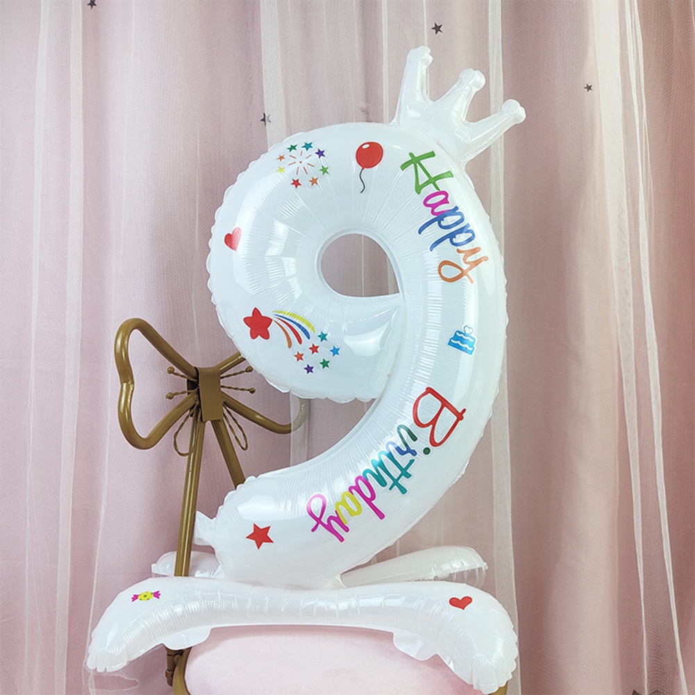 Bong Bóng Nhôm Hình Vương Miện Kỹ Thuật Số 32 Inch Mini 0 1 2 3 4 5 6 7 8 9th Trang Trí Tiệc Sinh Nhật Cho Bé