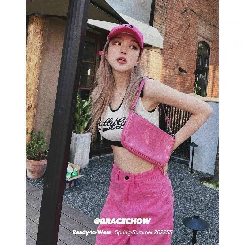 Áo croptop cổ bẻ phối màu xinh ☘️☘️☘️GB alohashop91