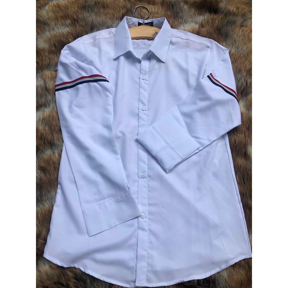 ÁO Sơ Mi Nam CHẤT LỤA DÀI TAY PHONG CÁCH HỌA TIẾT 2 sọc bên cách tay MS01 Shop Toàn Phát
