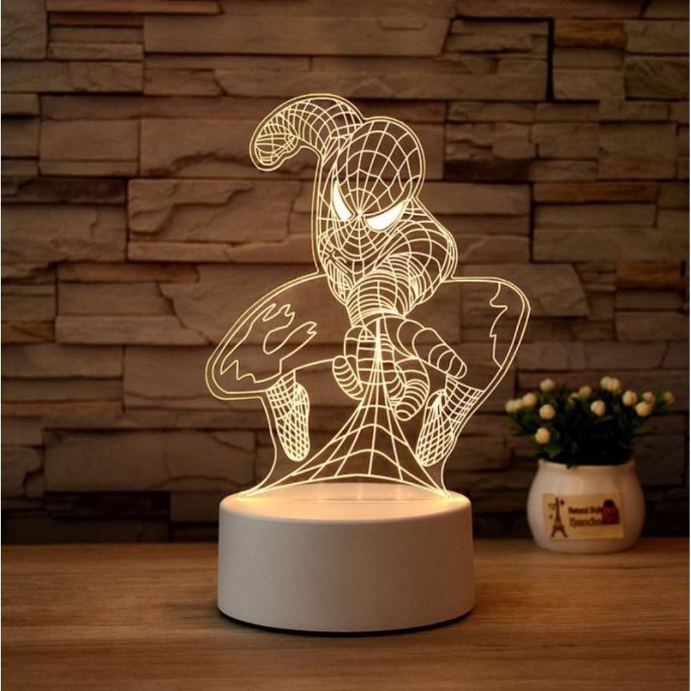 Đèn ngủ 3D trang trí Khủng long bạo chúa, Siêu nhân người nhện