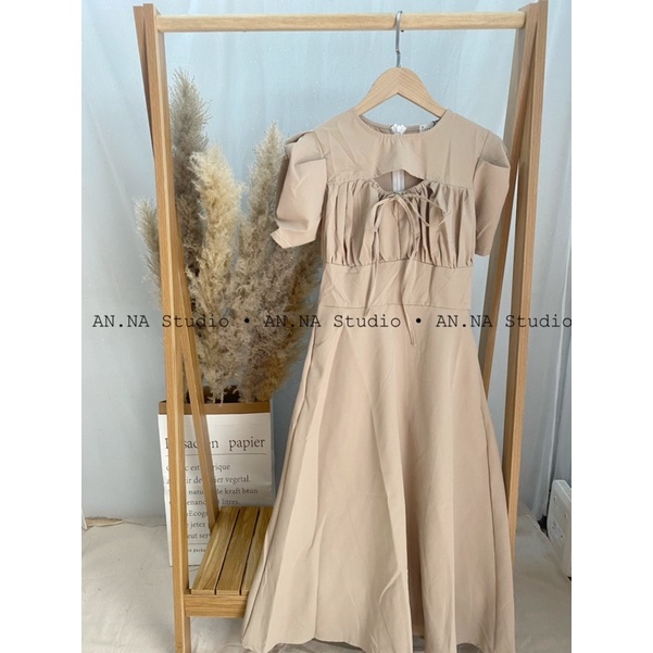 Váy Rúm ngực Vintage xoè dài về 3 màu