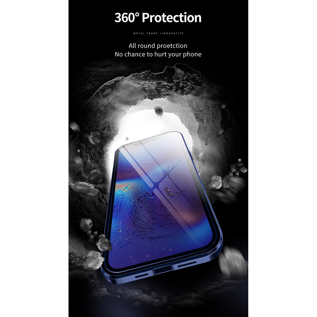 iPhone 12 Pro Max  Front+Back Tempered Glass Magnetic Case iPhone 12 Mini iPhone 11 Pro Max Cover