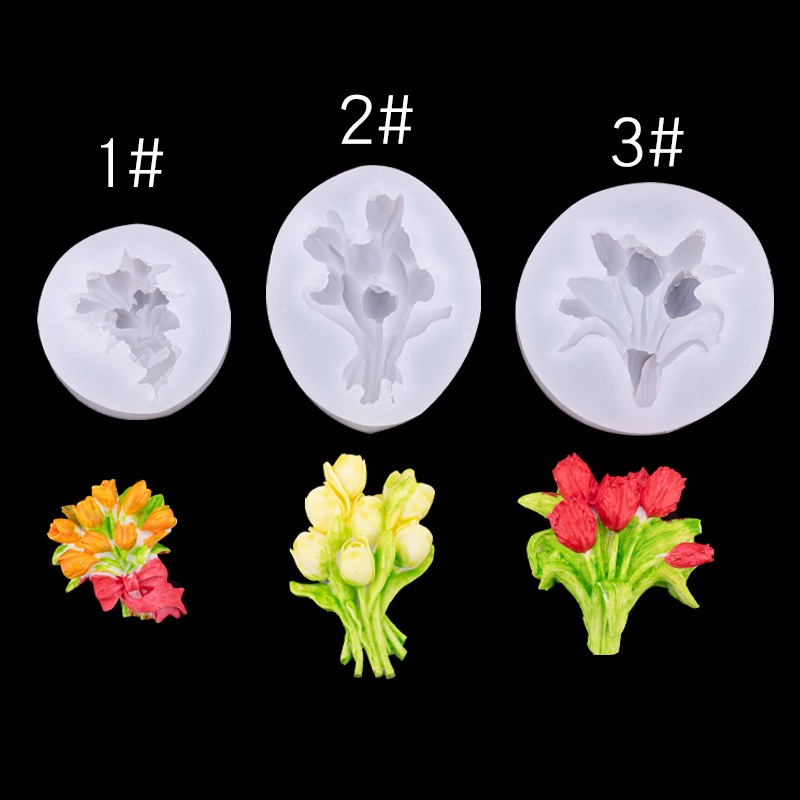 Khuôn silicone Tạo Hình Bó Hoa tulip Trang Trí Bánh DIY