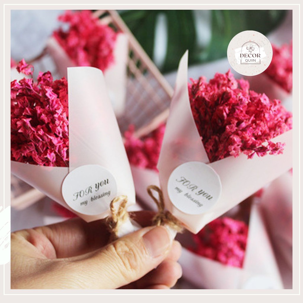 Quà tặng xinh❤️Bó hoa sao thủy tinh màu hồng hoa khô bất tử❤️xinh xắn trang trí làm quà tặng ngày lễ ý nghĩa