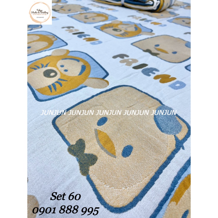 (3)TH Set Chăn Ga Gối vải Xô Organic cotton sợi tre