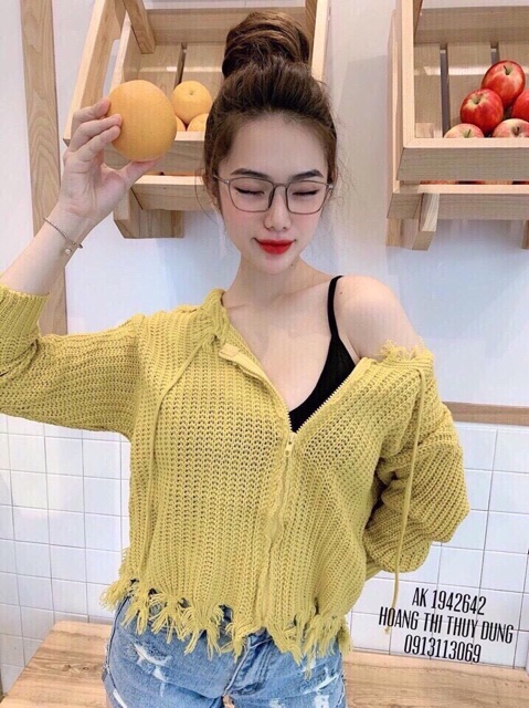 Áo len khoá MŨ tua rua mã 515 | BigBuy360 - bigbuy360.vn