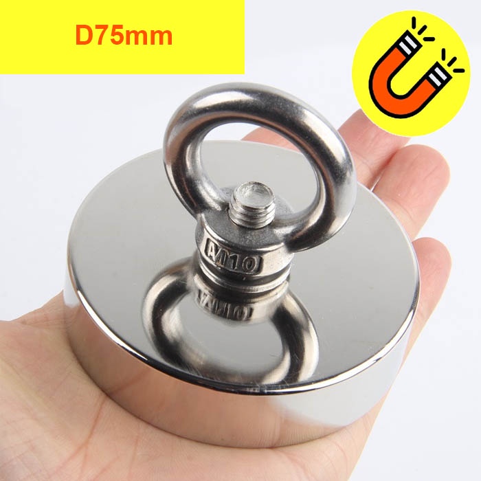 Nam châm cứu hộ D75mm lực hút 200KG (trục vớt đồ rơi dưới biển)