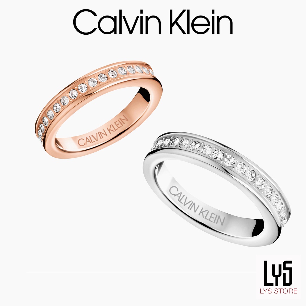 Nhẫn cặp đôi Calvin Klein Hook Crystals Ring - Nhẫn CK Authentic, thẻ tag, bill check Code